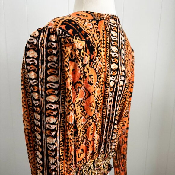 Free People Wild and Free Blouse M Paisley Boho Wrap V Neck Long Sleeve Top - Picture 4 of 8